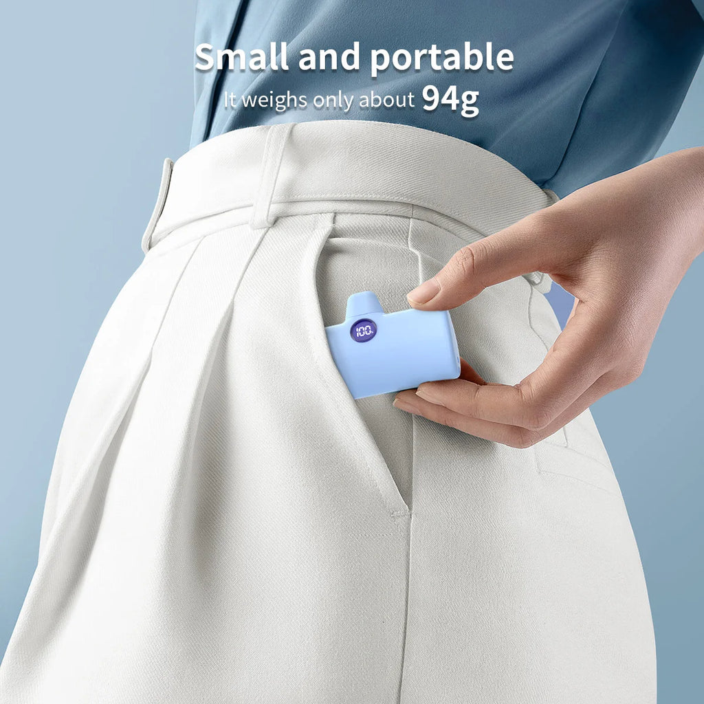 Mini Power Bank 5000mAh with LED Display (Type-C / Lightning)