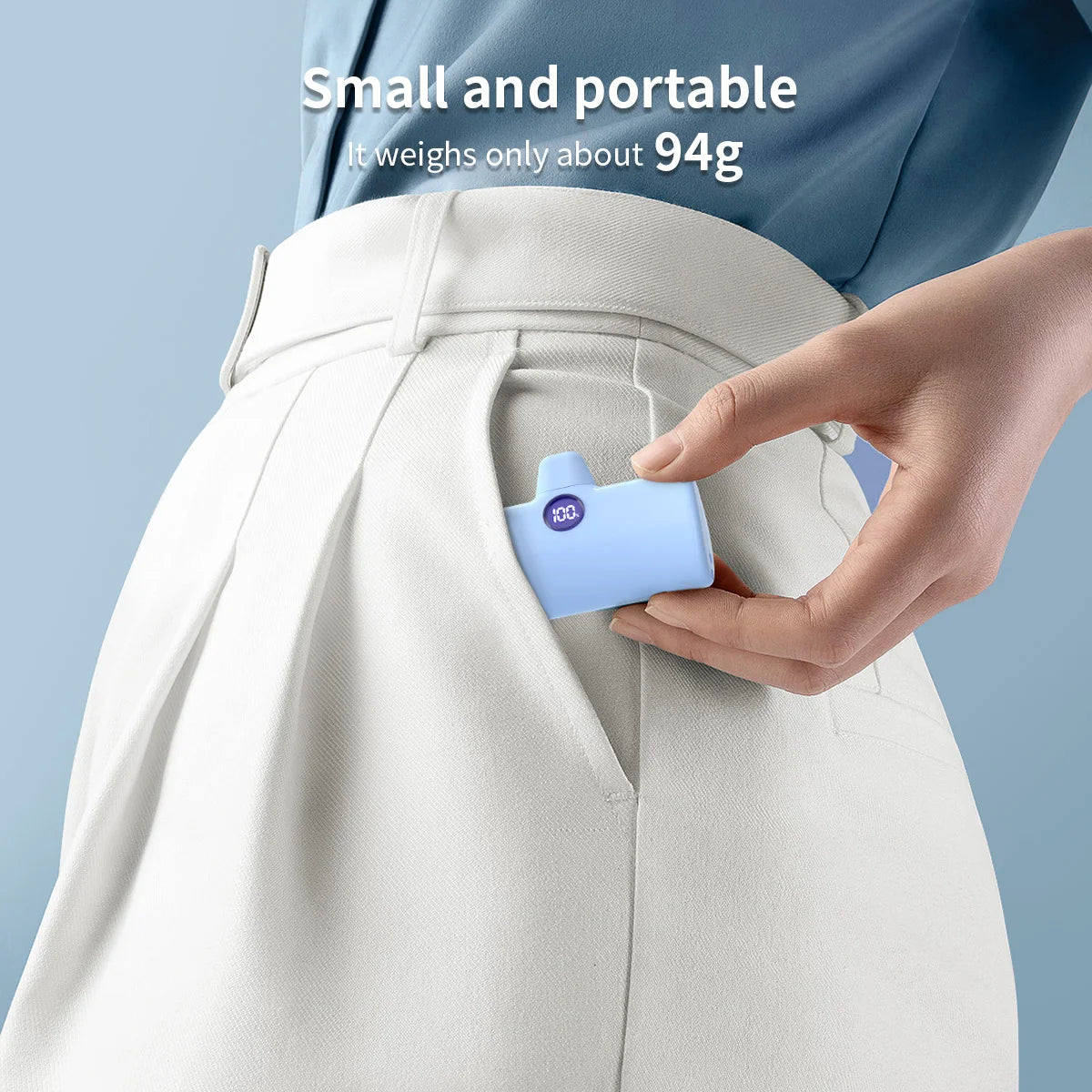 Mini Power Bank 5000mAh with LED Display (Type-C / Lightning)