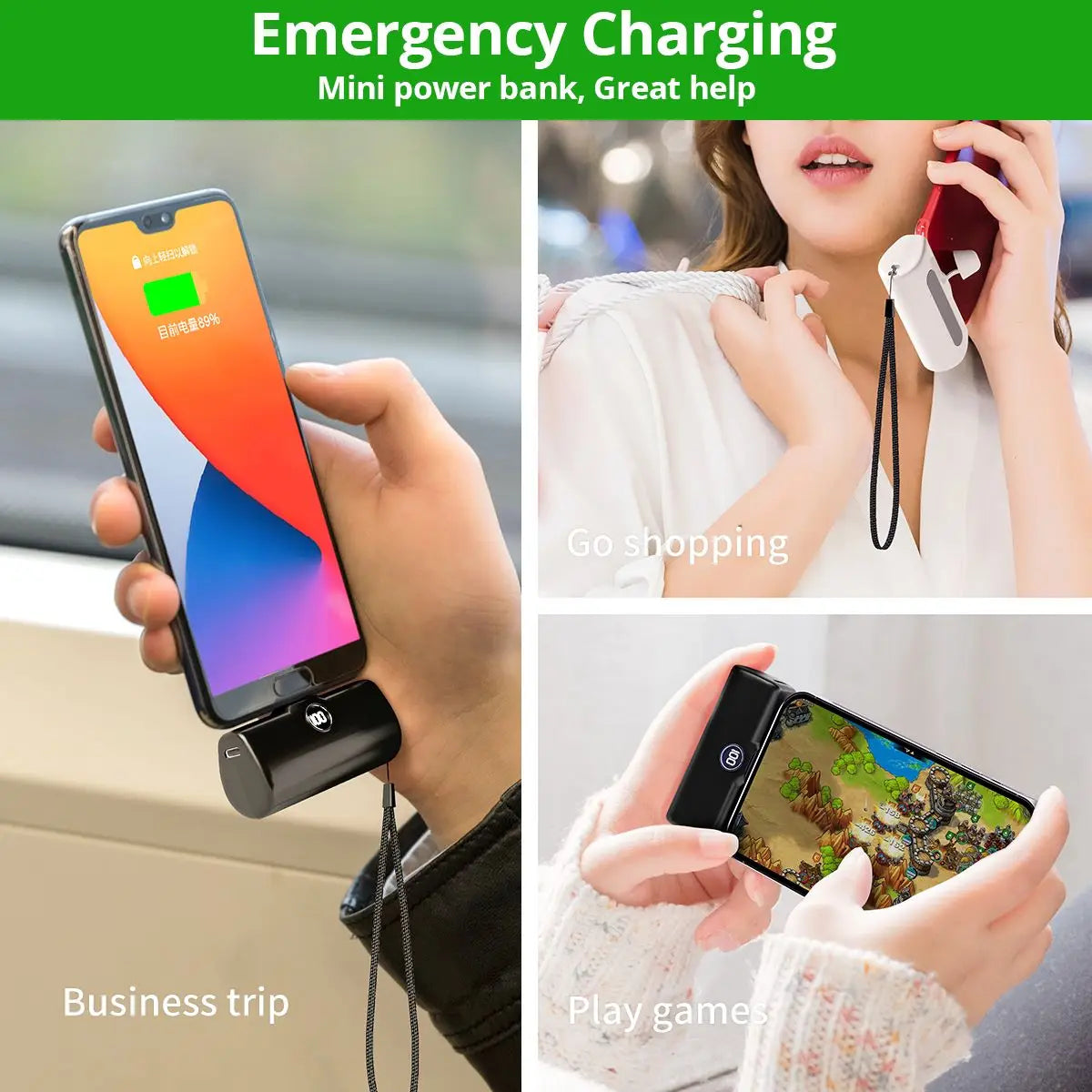 Mini Power Bank 5000mAh with LED Display (Type-C / Lightning)