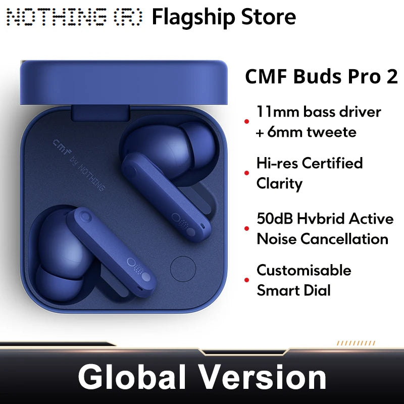 Nothing CMF Buds Pro 2 – Wireless Earbuds with 50 dB Hybrid ANC (Global Version)