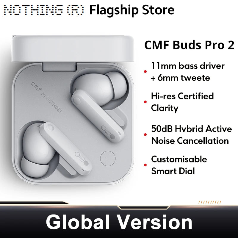 Nothing CMF Buds Pro 2 – Wireless Earbuds with 50 dB Hybrid ANC (Global Version)