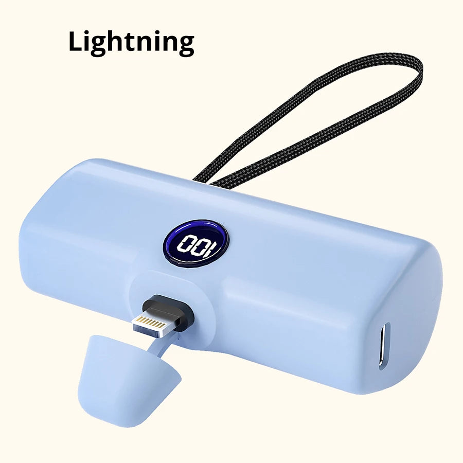 Mini Power Bank 5000mAh with LED Display (Type-C / Lightning)