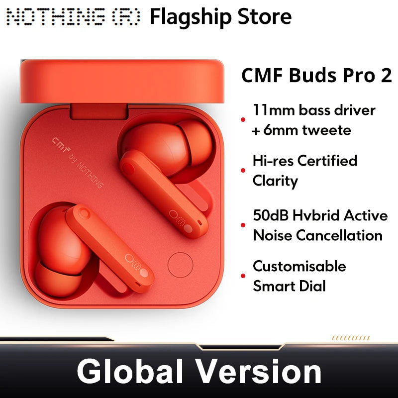 Nothing CMF Buds Pro 2 – Wireless Earbuds with 50 dB Hybrid ANC (Global Version)